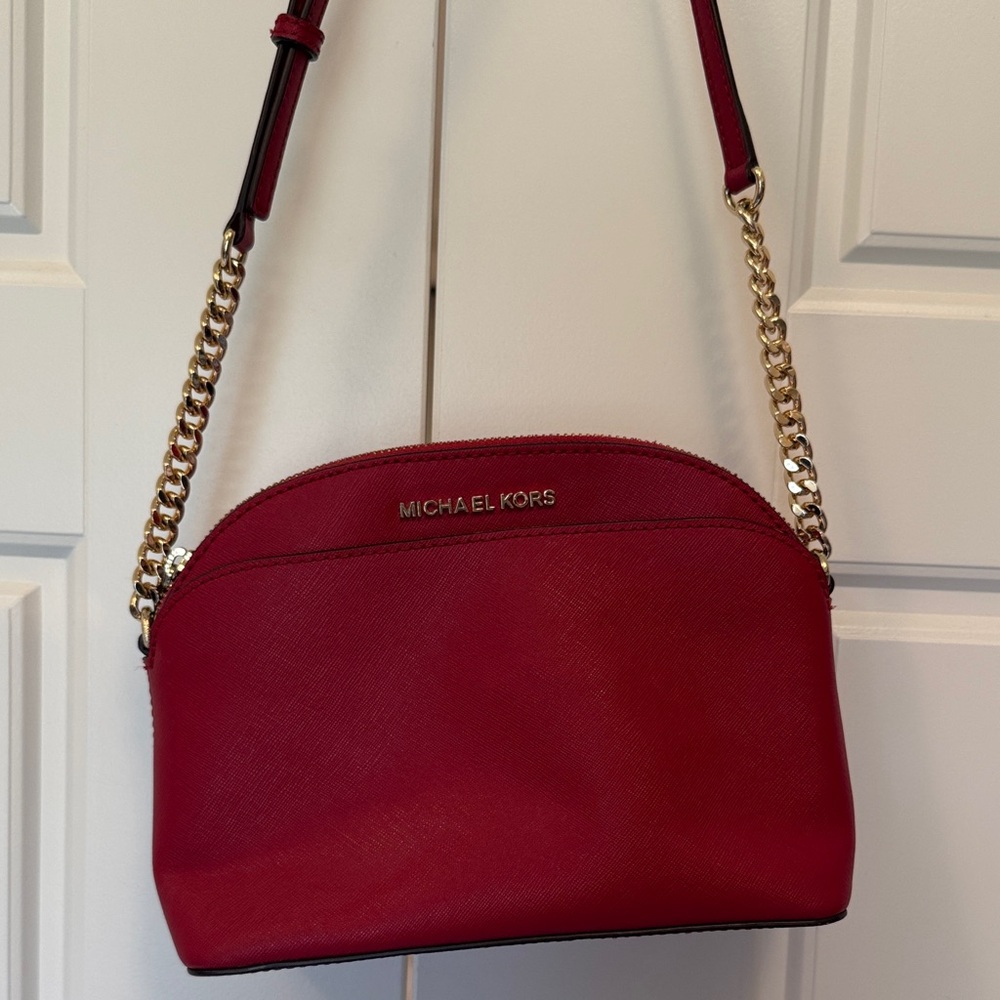 Michael Kors Red Crossbody Bag with Gold Chain